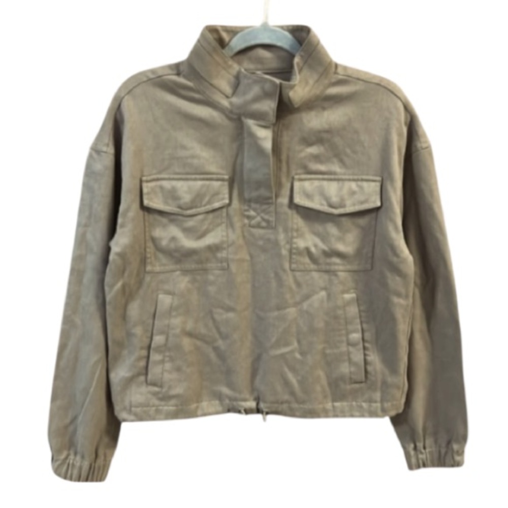 Upwest Ecohemp Twill Cropped Utility Jacket Taupe Nwt Sustainable Hemp Blend Sm — image 2 of 8